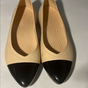 CROCS Cream and Black Flats